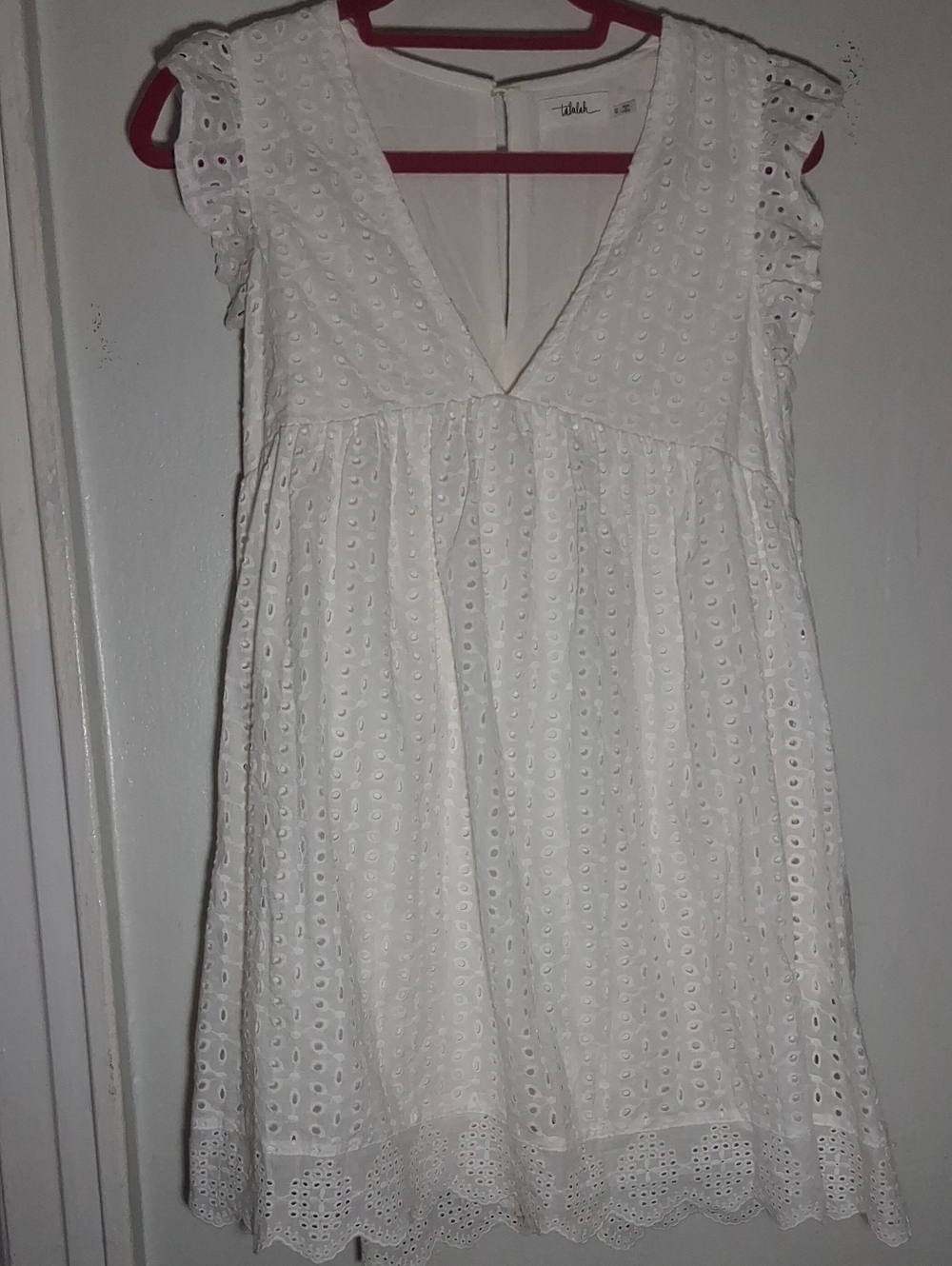 Talula White Eyelet V-Neck Casual Dress